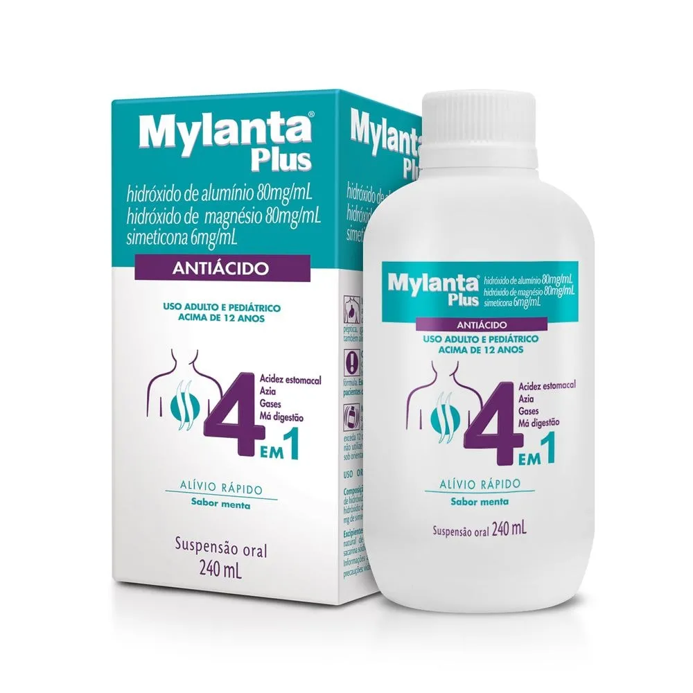 Mylanta Plus Menta 80mg/ml + 80mg/ml + 6mg/ml Suspensão Oral 240ml