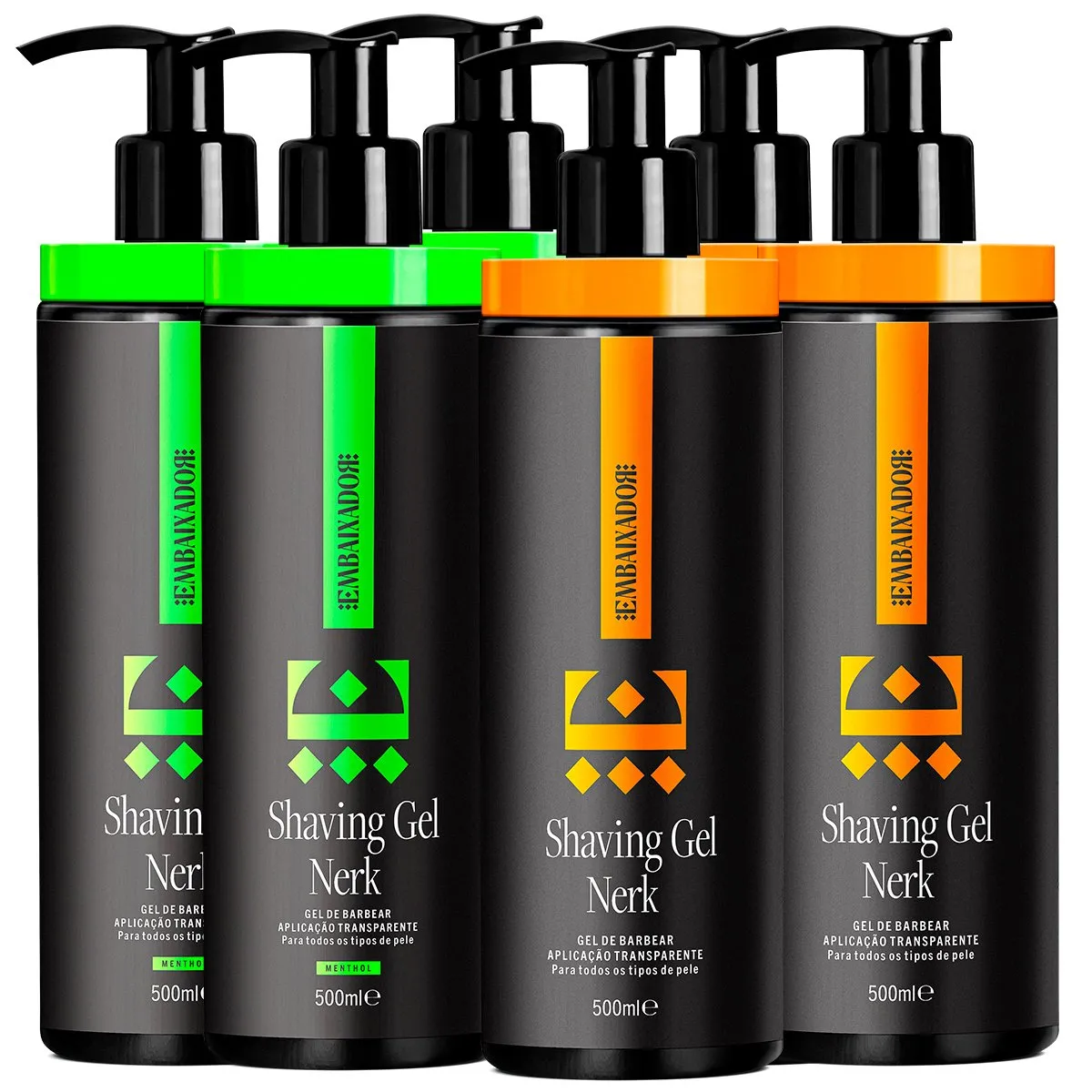 Kit 3 Shaving Gel Nerk + 3 Shaving Nerk Menthol Embaixador 500ml