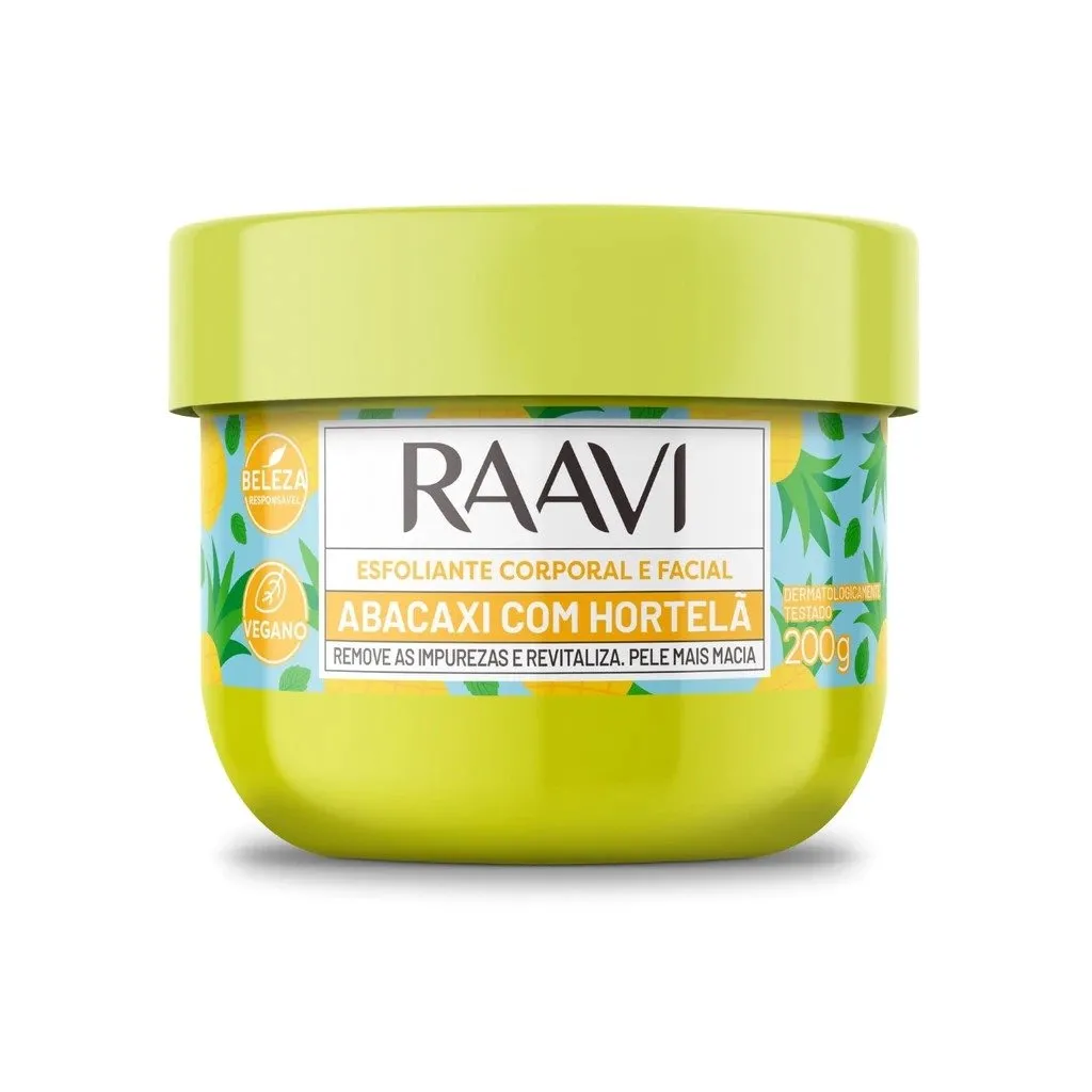 ESFOLIANTE ABACAXI COM HORTELÃ LANÇAMENTO RAAVI 200g