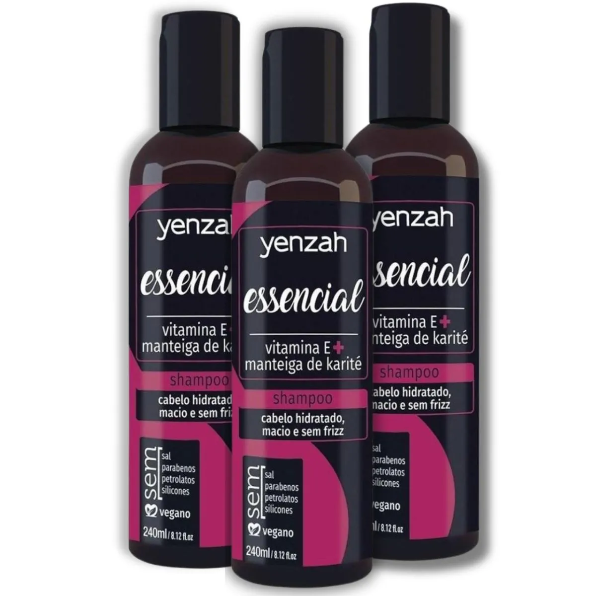 Kit 3 Shampoo Essencial Manteiga de Karité e Vitamina E 240ml - Yenzah