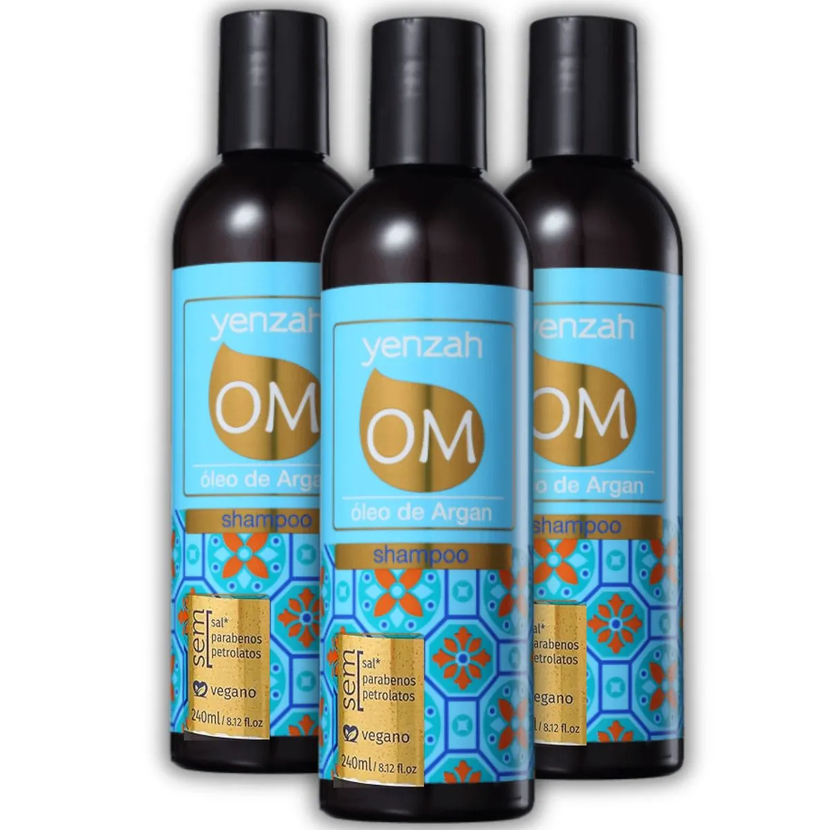 Kit 3 Shampoo OM Óleo Argan Hidratação Intensa 240mL - Yenzah
