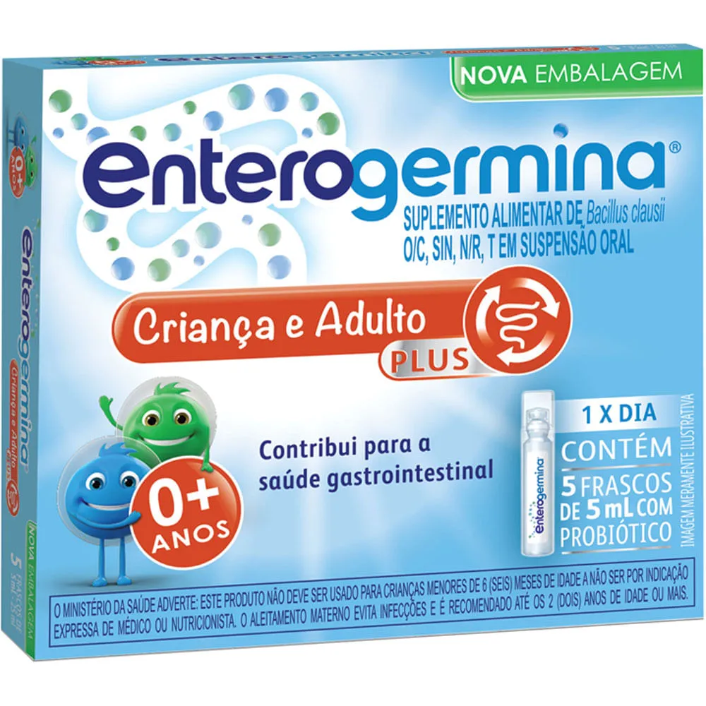 Enterogermina Plus Suspensão Oral 5 Frascos de 5ml