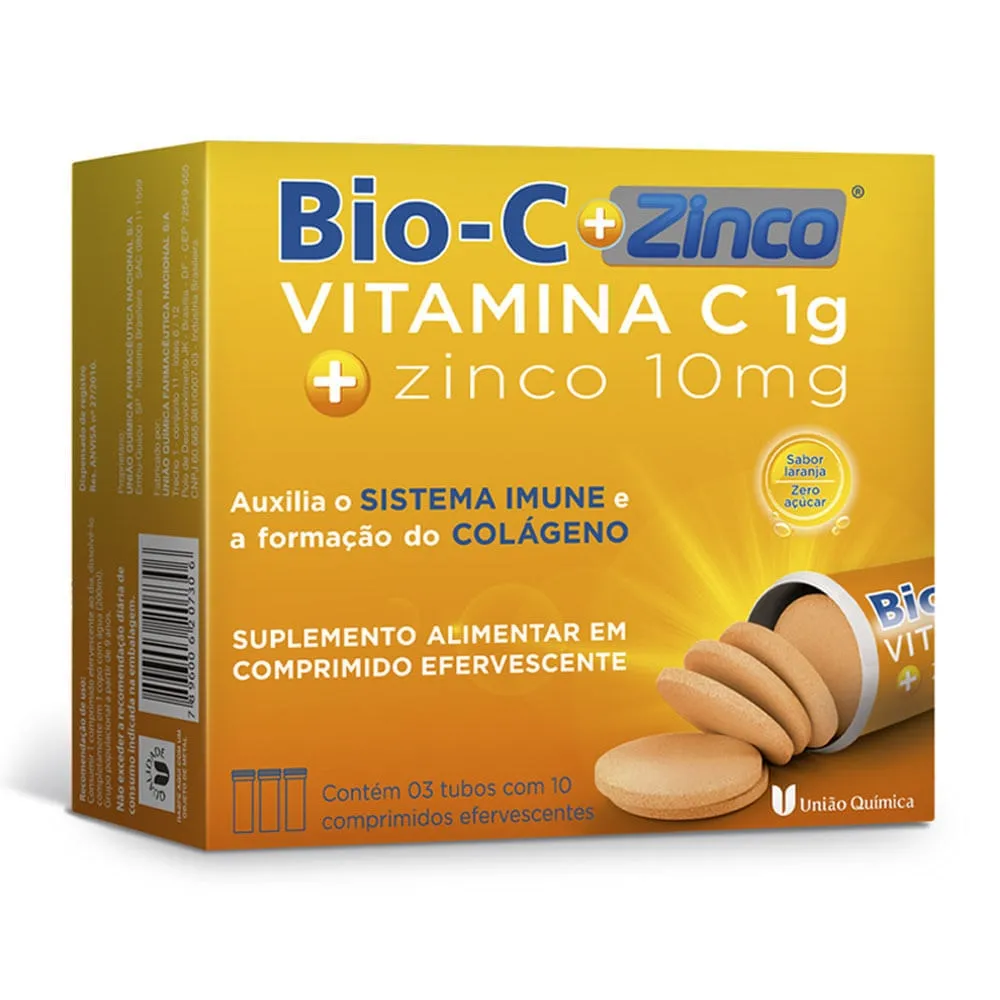 Bio C+ Zinco Efervescente Laranja 30 Comprimidos