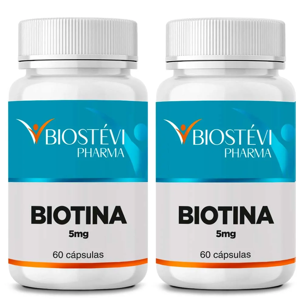Kit 2 potes biotina 5mg 60 cápsulas