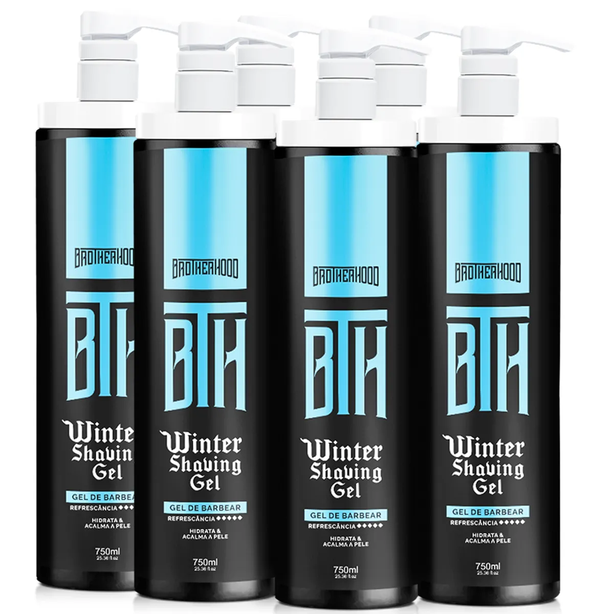 Kit 06 Shaving Gel Barber Winter Pump Alta Vazão BTH 750ml