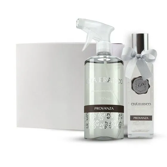 Kit Aromatizador De Roupas E De Ambiente Chá Branco Com Caixa Provanza