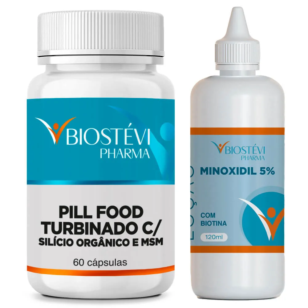 Kit pill food turbinado com minoxidil 5% com biotina