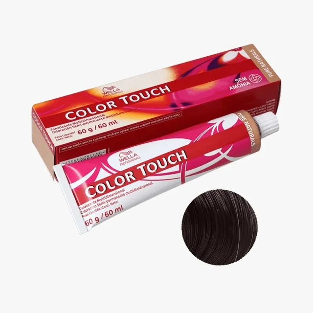 Tonalizante Wella Color Touch Pure Naturals 4.0 Castanho Médio 60g