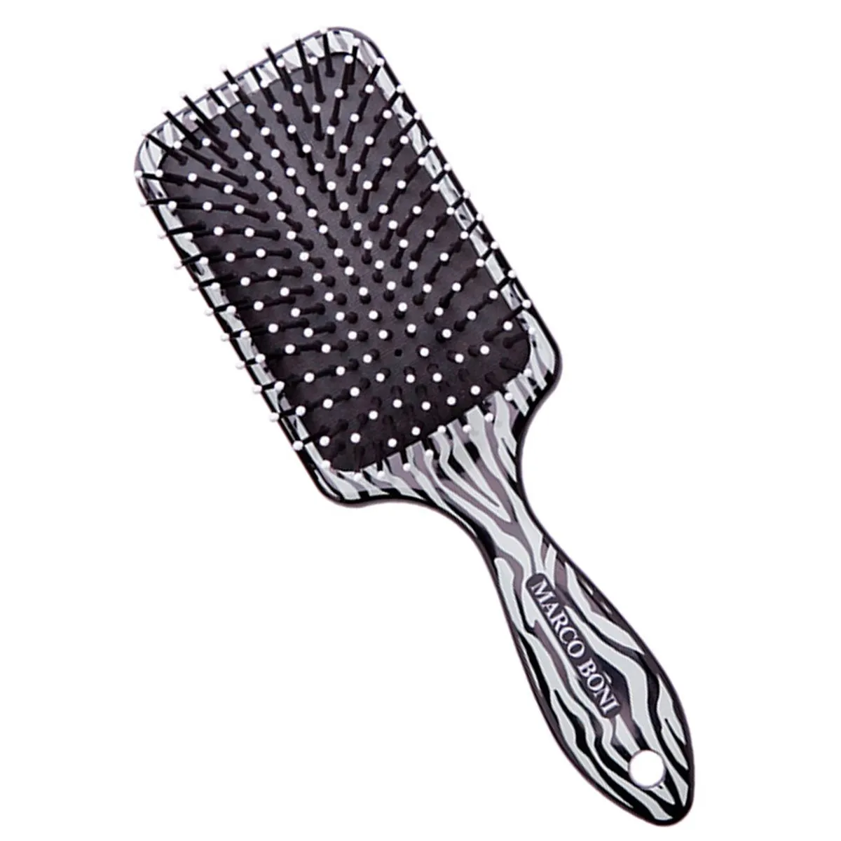 Escova de Cabelo Marco Boni Raquete Almofadada Animal Print Zebra Preto/Branco