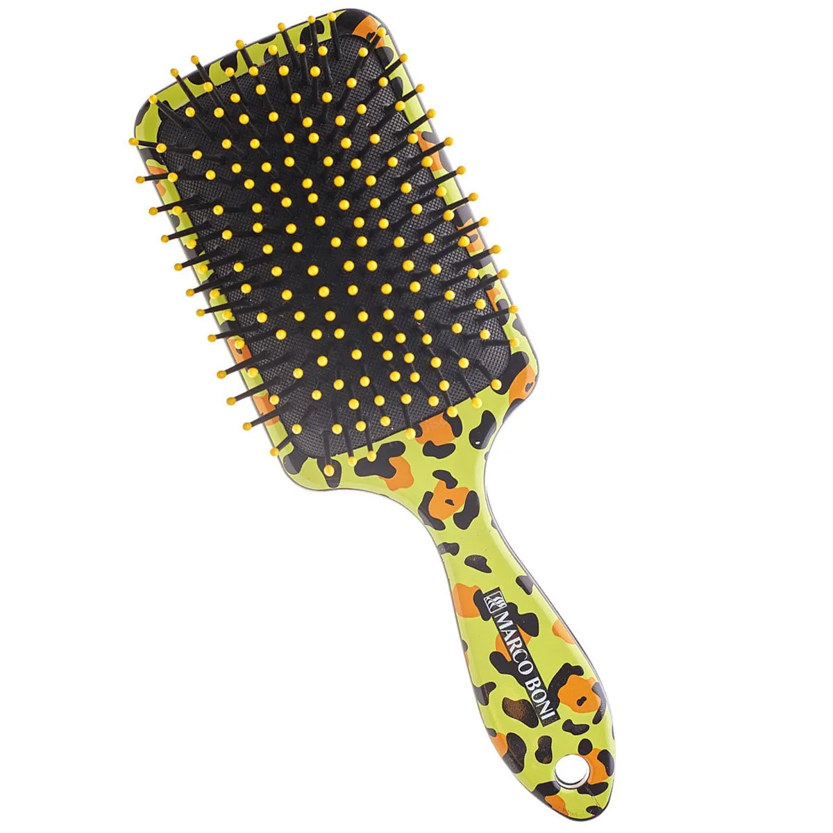 Escova de Cabelo Marco Boni Raquete Almofadada Animal Print Onça Verde