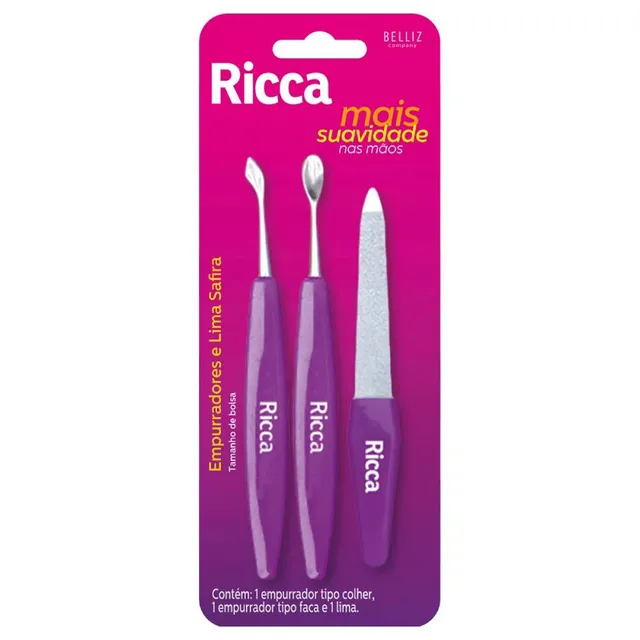 Conjunto Empurradores e Lima Safira Rica 3 peças