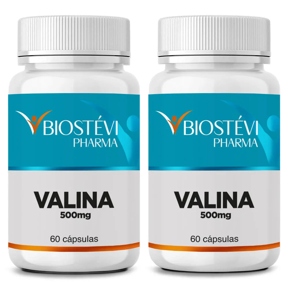Kit 2 potes valina 500mg 60 cápsulas