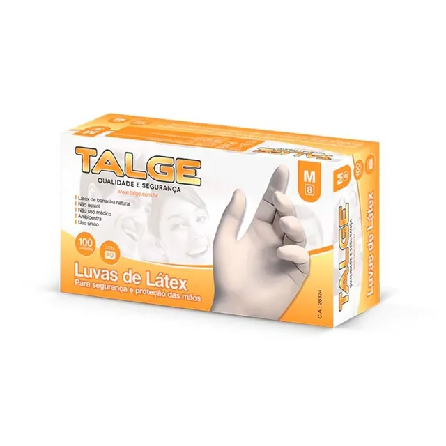 Luvas de Látex Com Pó Talge Tam M 100 unidades