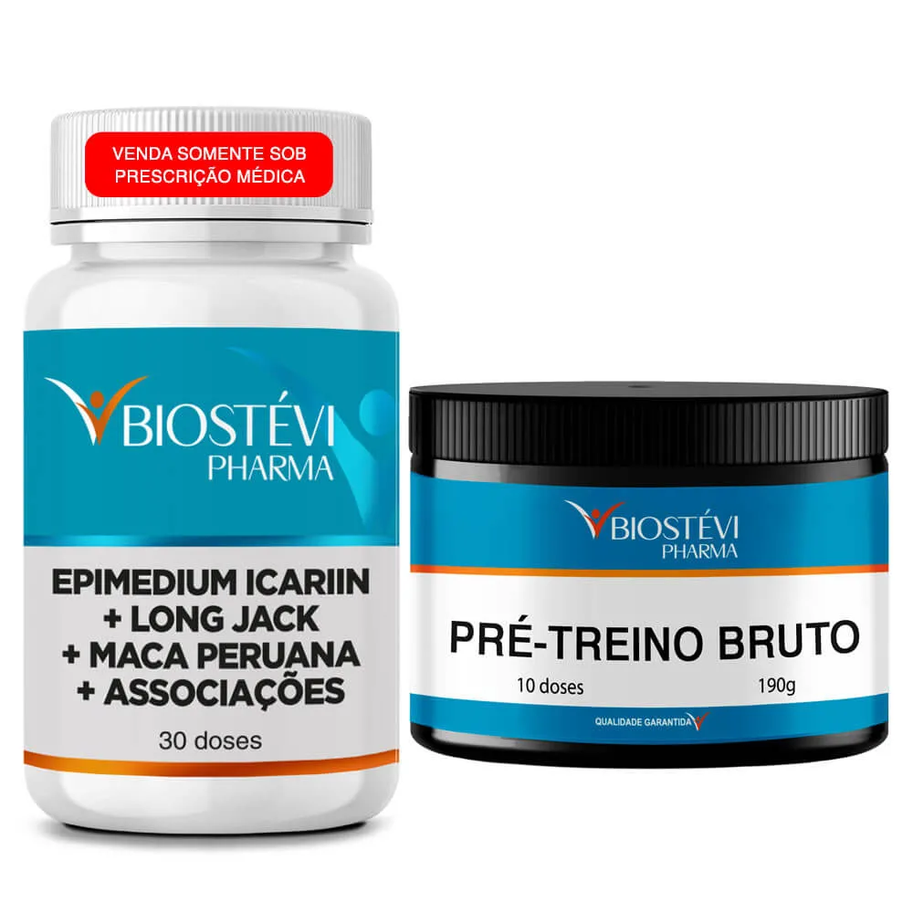 Kit Epimedium icariin + Associações - 30 Doses (Bio Testo Turbo) + Pré-Treino Bruto