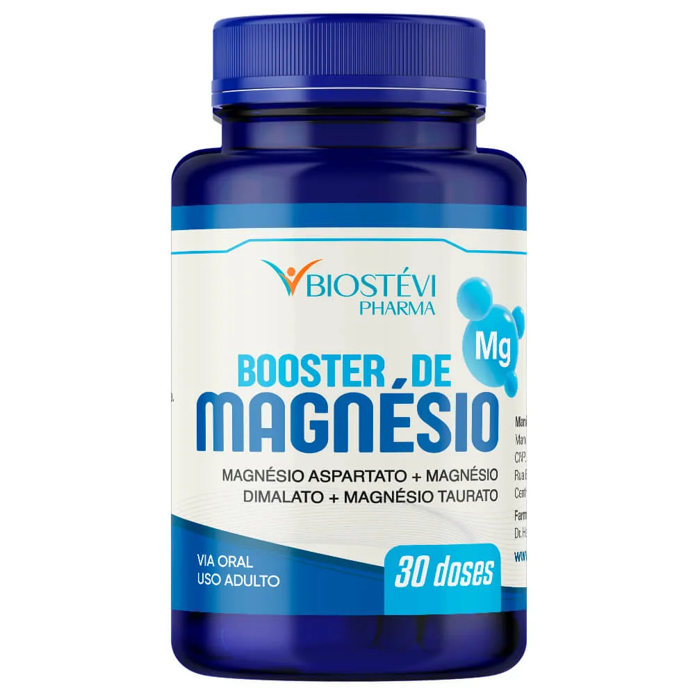 Booster de Magnésio | Magnésio Aspartato + Magnésio Dimalato + Magnésio Taurato 30 Doses
