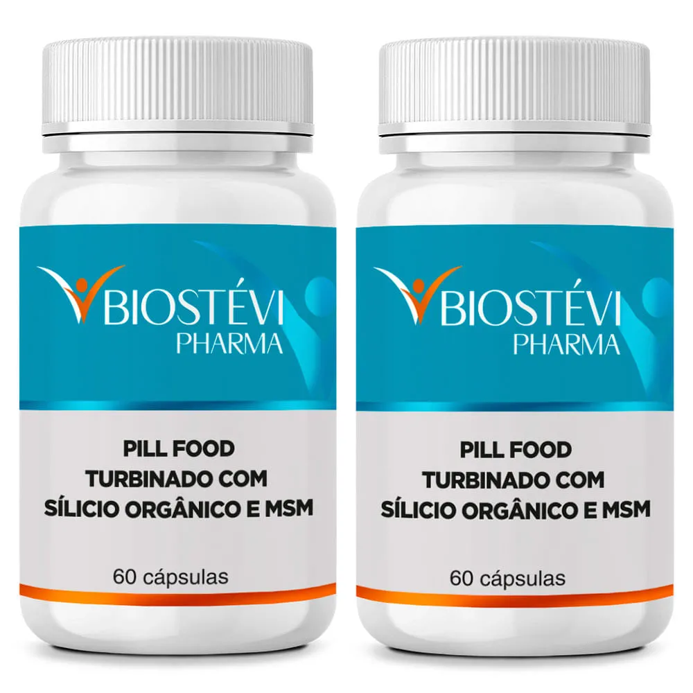 Kit 2 pill food turbinado com silício orgânico e msm 60 cápsulas