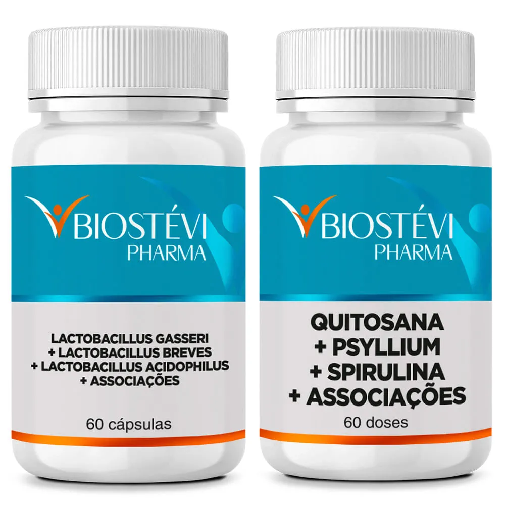 Kit | Lactobacillus para Emagrecimento + Quitosana + Psyllium + Spirulina + Associações