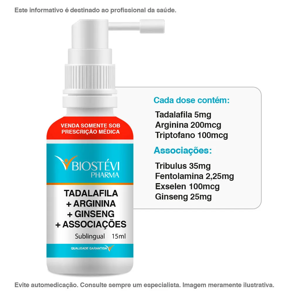 (Men Power) Tadalafila + Arginina + Triptofano + Associações Spray Sublingual 15 ml