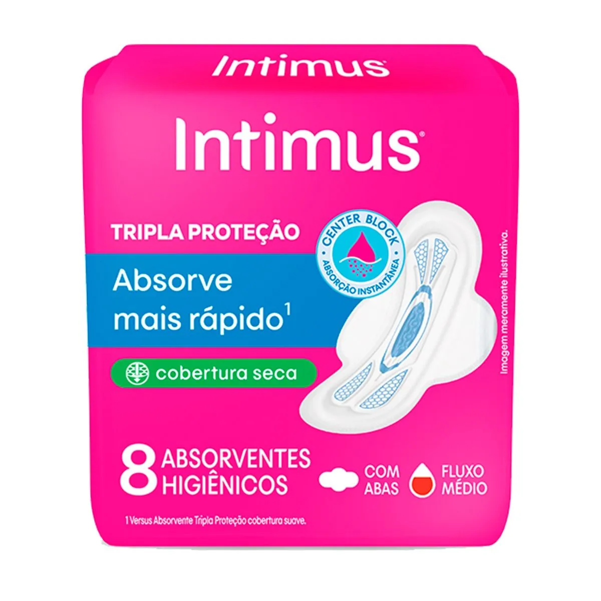 Absorvente Intimus Gel Tripla Proteção Cobertura Seca Com Abas Com 08 Unidades