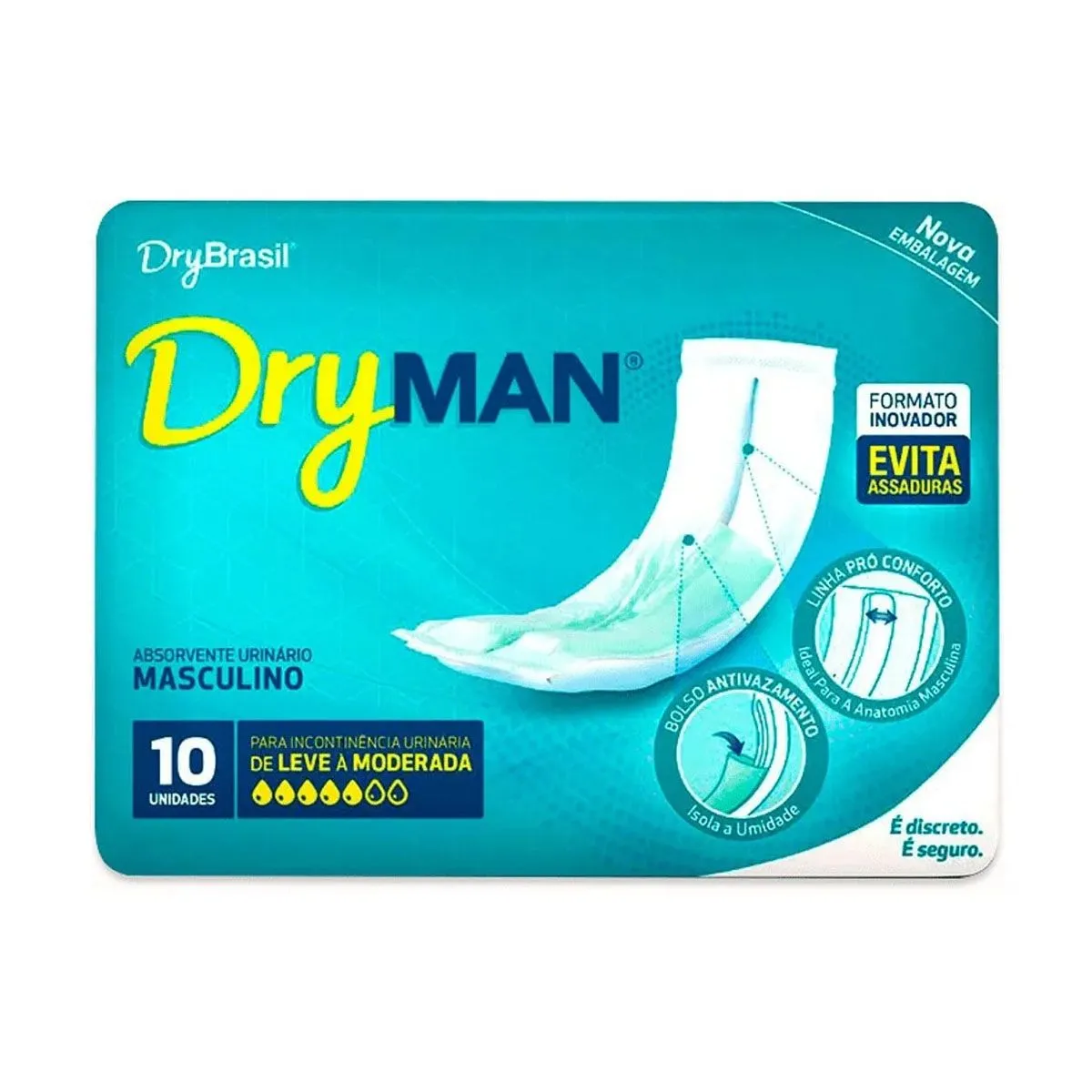 Absorvente Masculino DryMan Com 10 Unidades