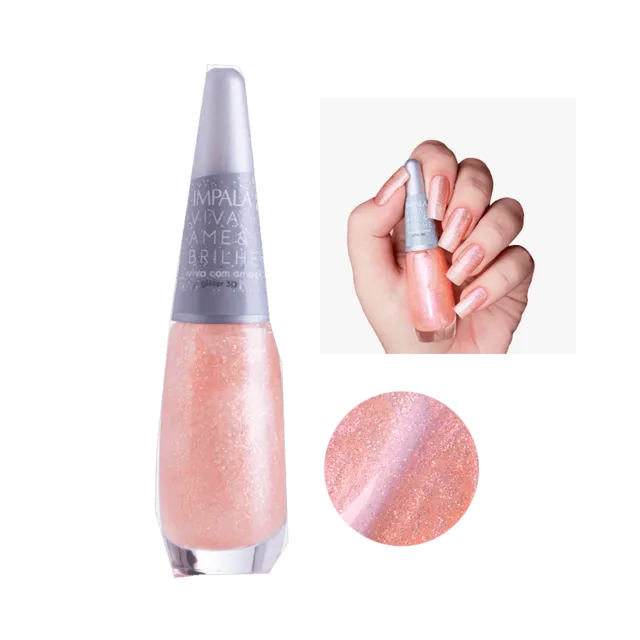 Esmalte Coleção Viva Ame Brilhe Glitter Impala 7,5ml Viva Com Amor