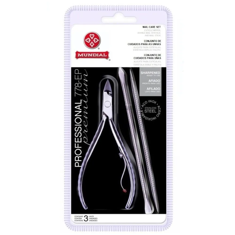 Alicate Mundial Profissional Afiado + Espatula + Palito Inox 778ep