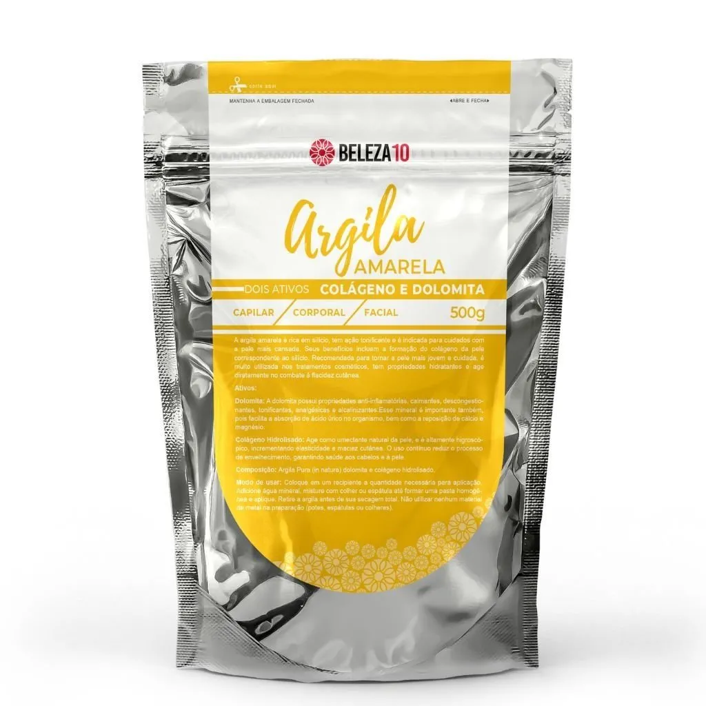 Argila Amarela com Colágeno e Dolomita 500g Beleza10