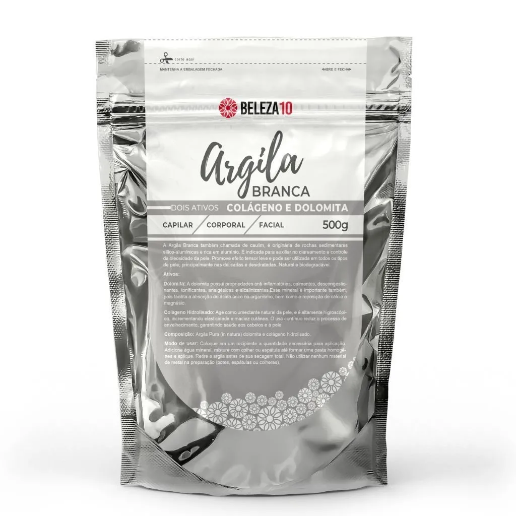 Argila Branca com Colágeno e Dolomita 500g Beleza10