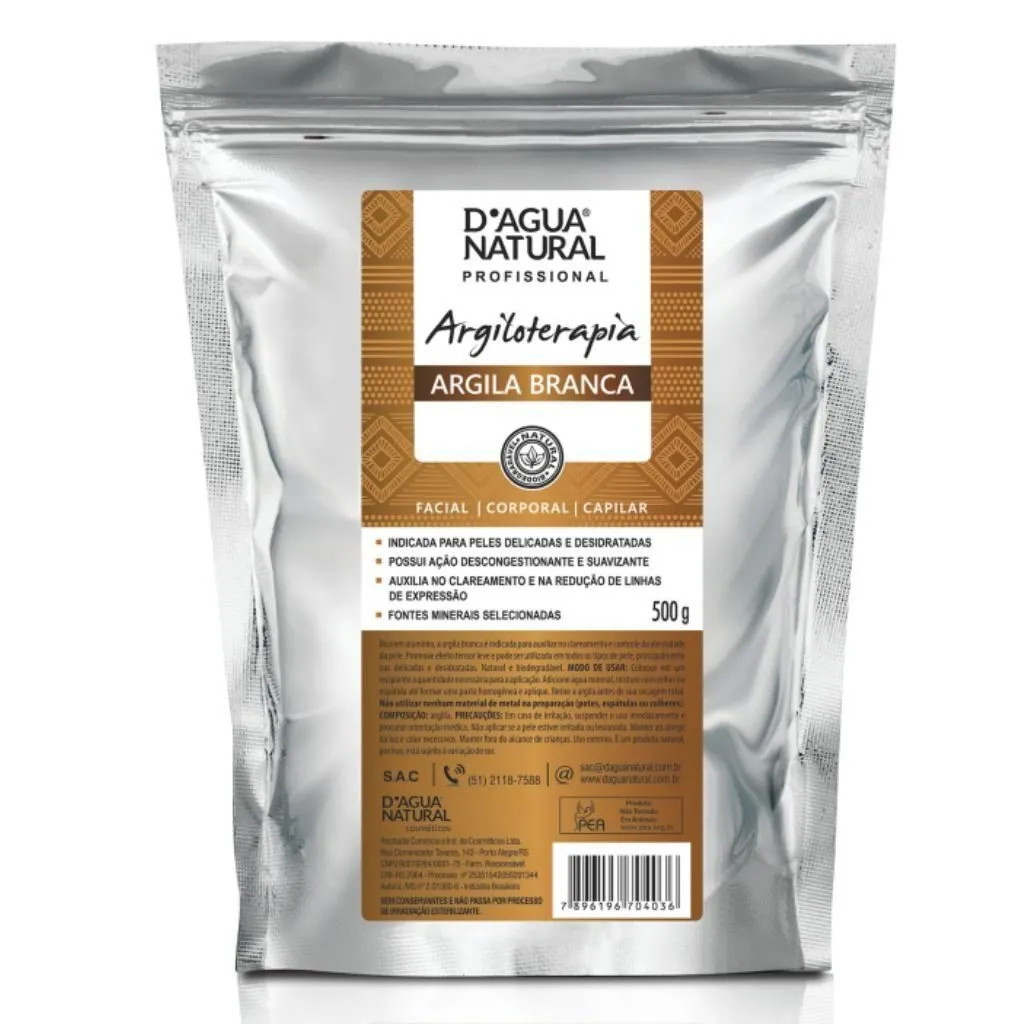 Argila Branca D'agua Natural 500g