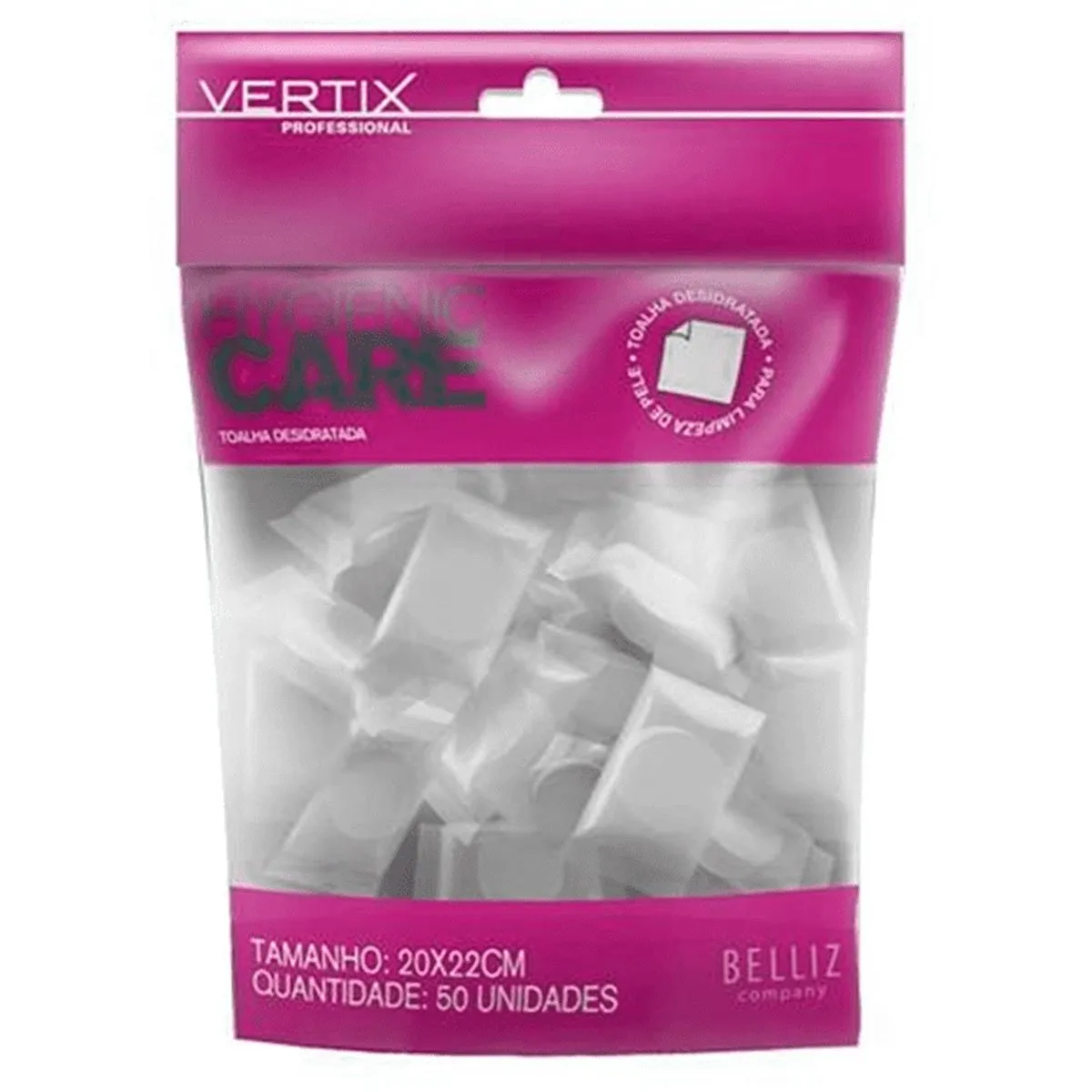 Toalha Desidratada Multiuso Compacta Vertix 50 Unidades