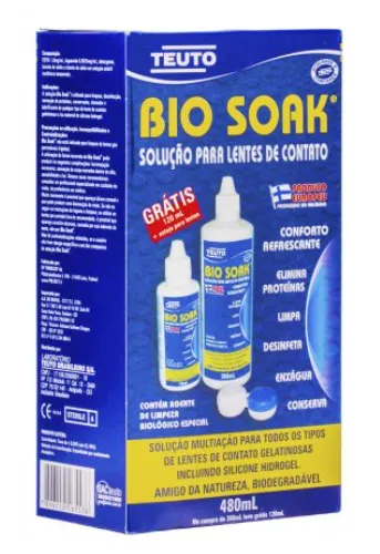 Bio Soak Kit Solução Para Lentes De Contato Com 480ml E 1 Estojo Grátis