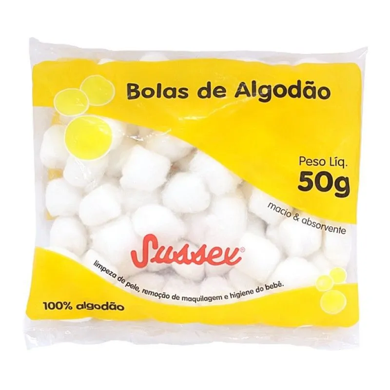 Bolas de Algodão Hidrófilo Sussex 50g