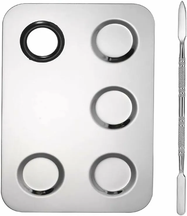 Placa de Inox Retangular para Maquiagem c/ Espátula