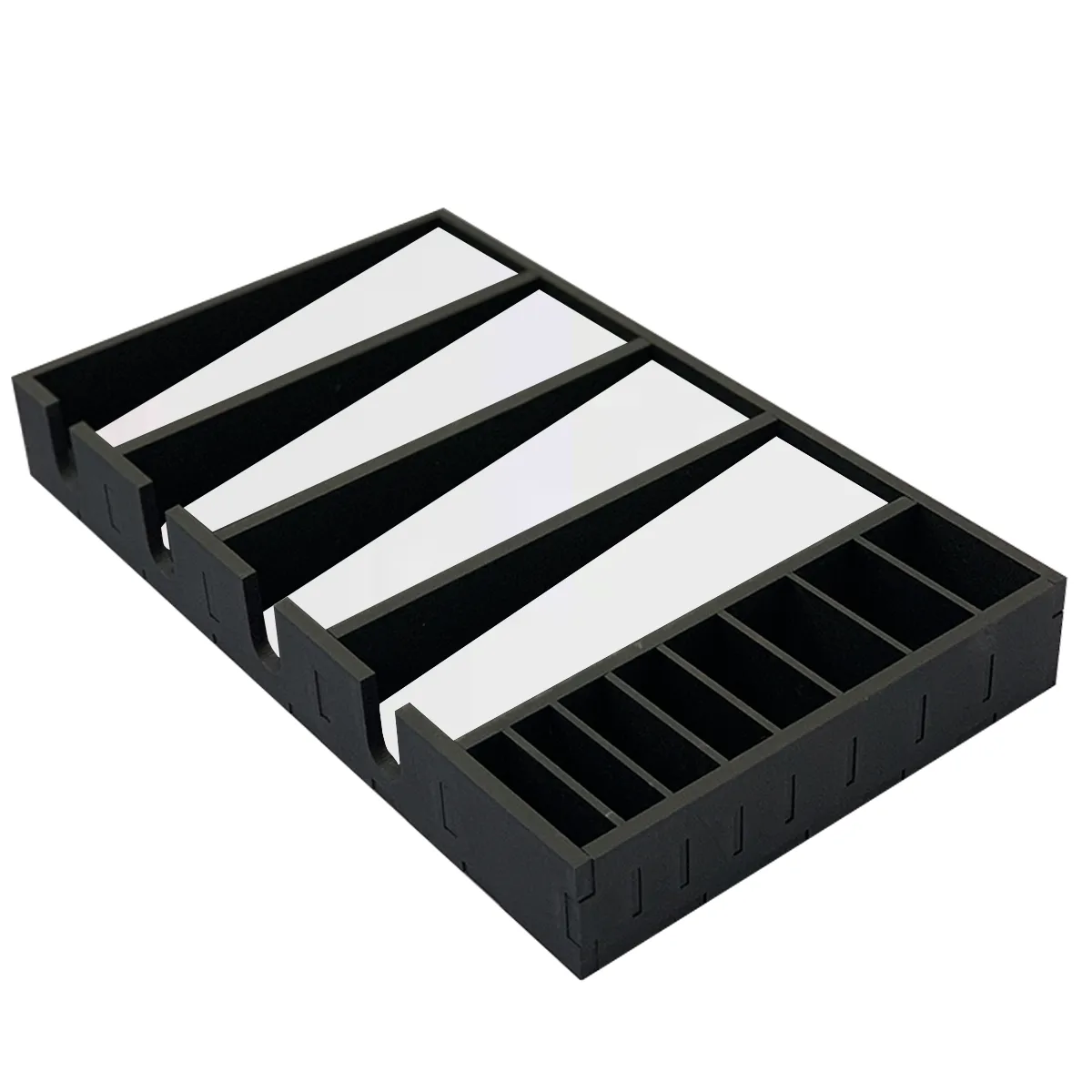 Suporte em MDF Para 4 Máquinas de Cortar Cabelo e 8 Pentes Branca e Preto