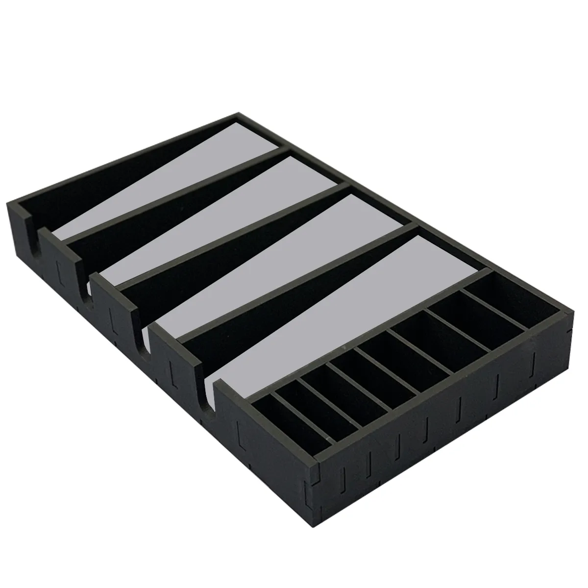 Suporte em MDF Para 4 Máquinas de Cortar Cabelo e 8 Pentes Cinza e Preta