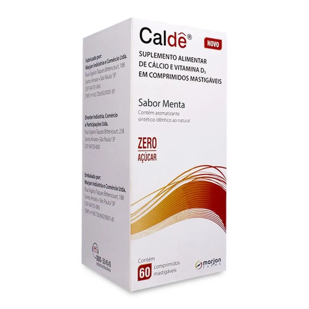 Caldê 600mg/400ui Com 60 Comprimidos Mastigáveis Sabor Menta Marjan