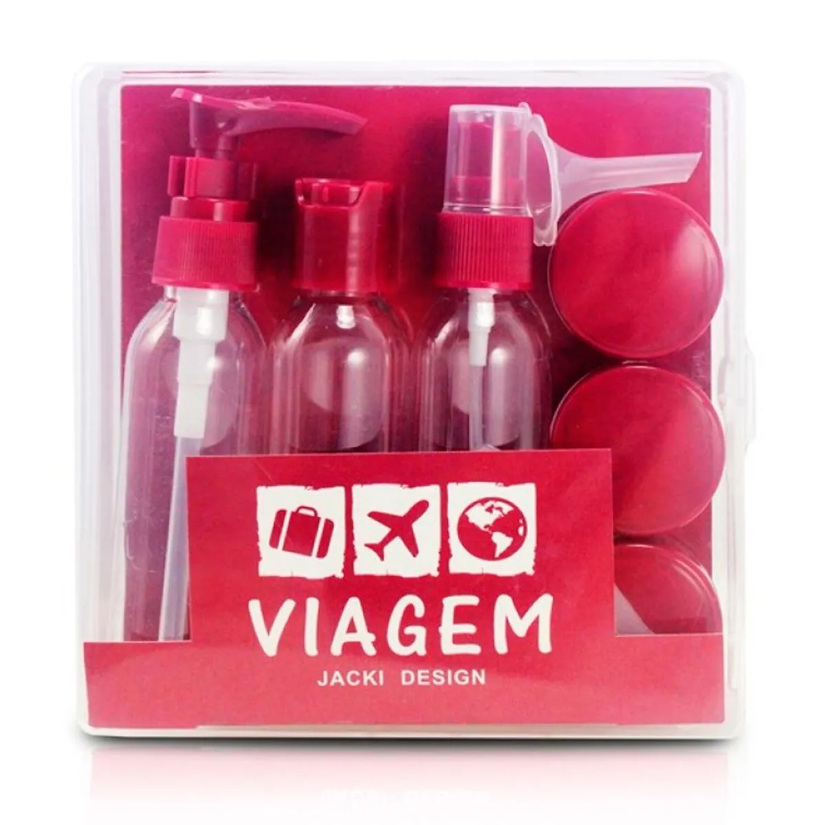 Kit de Frascos Para Viagem com 9 Peças Jacki Design Vermelho