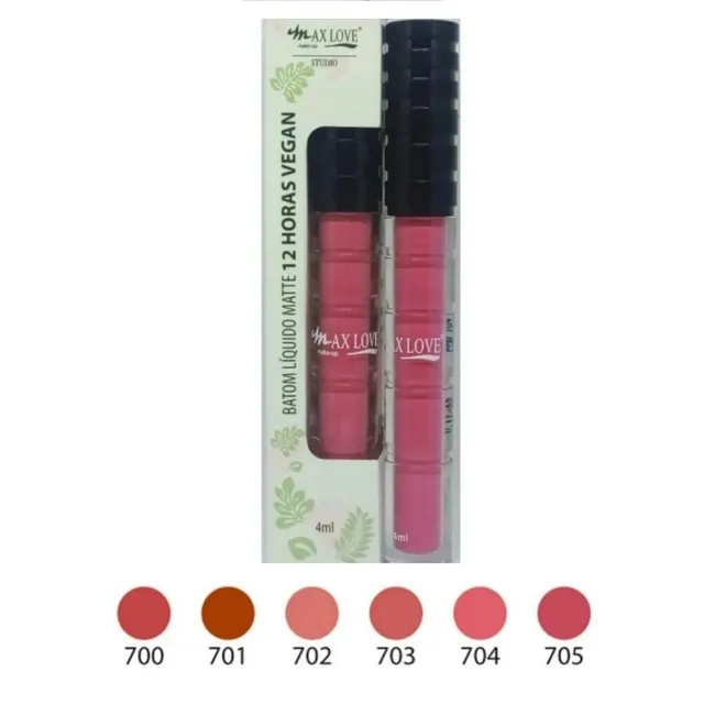 Batom Líquido 12 Horas Matte Vegano Cor: 702 Max Love