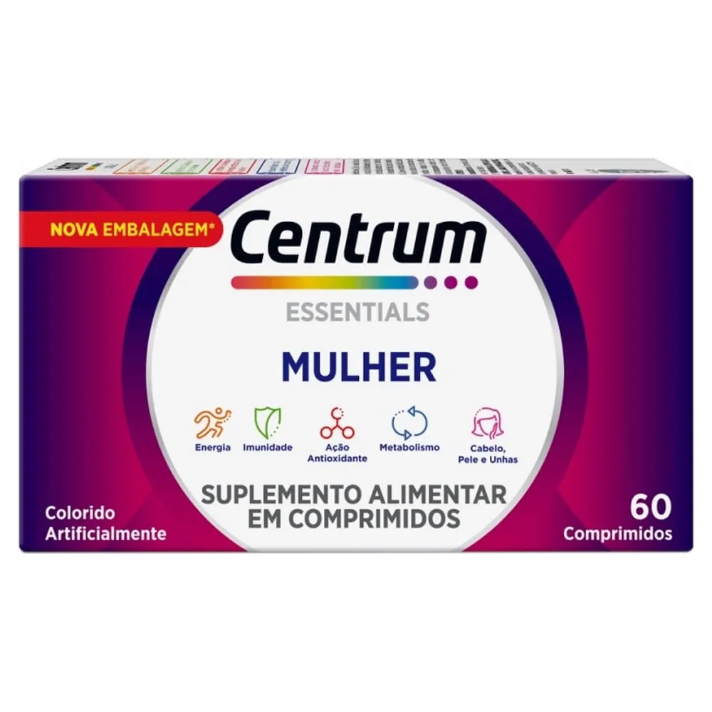 Centrum Polivitamínico Essentials Mulher De A A Zinco 60 Comprimidos