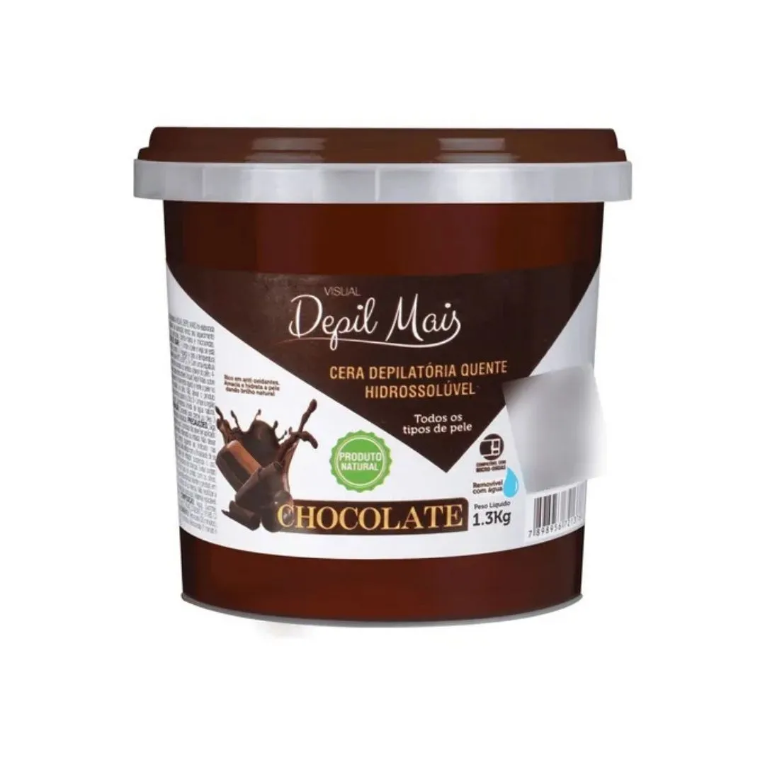 Cera Depilatória Quente Hidrossolúvel Depil Mais 1,3kg Chocolate