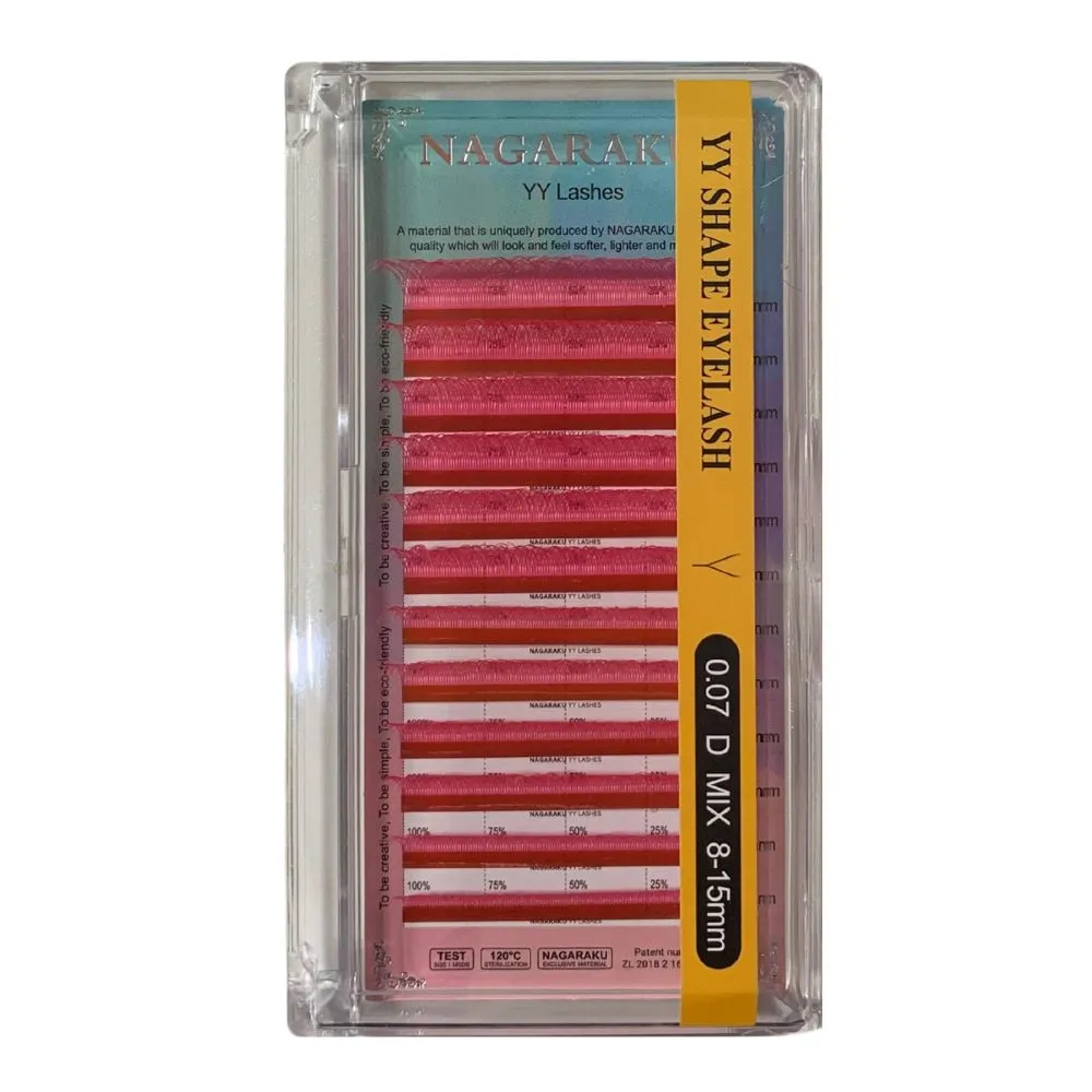 Cílios Nagaraku Volume Brasileiro Rosa YY 0.07D Mix 8-15mm