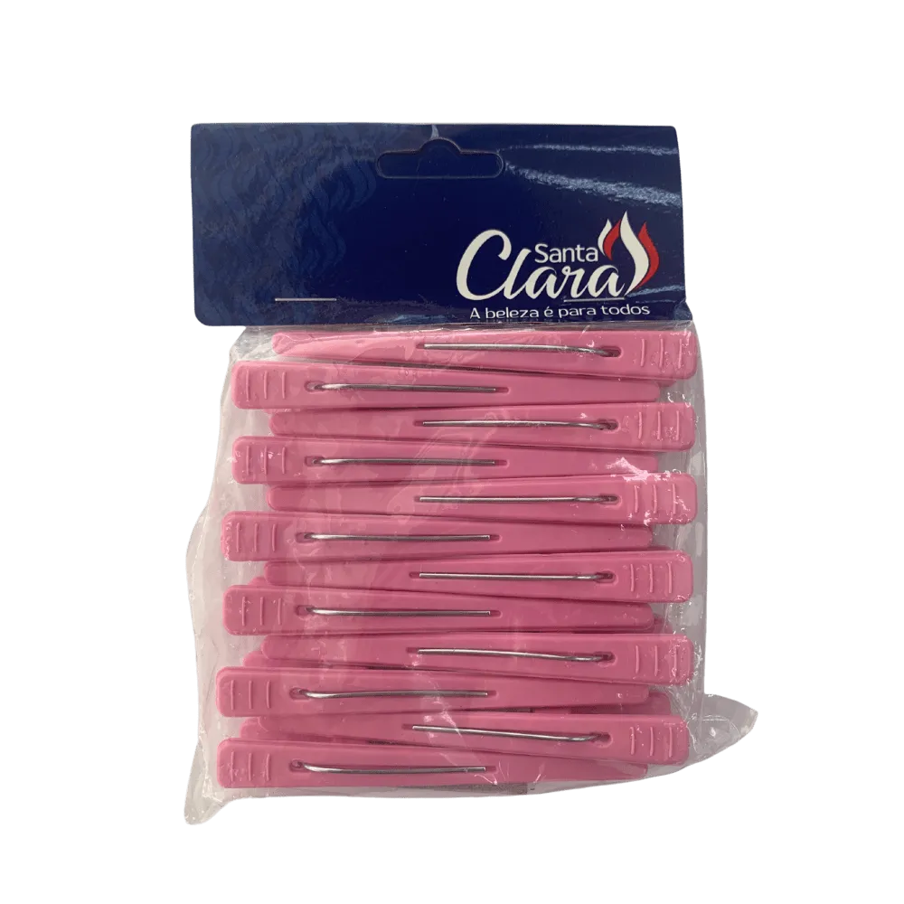 Clips Plásticos Rosa Bebê Para Cabelo Santa Clara - 12un