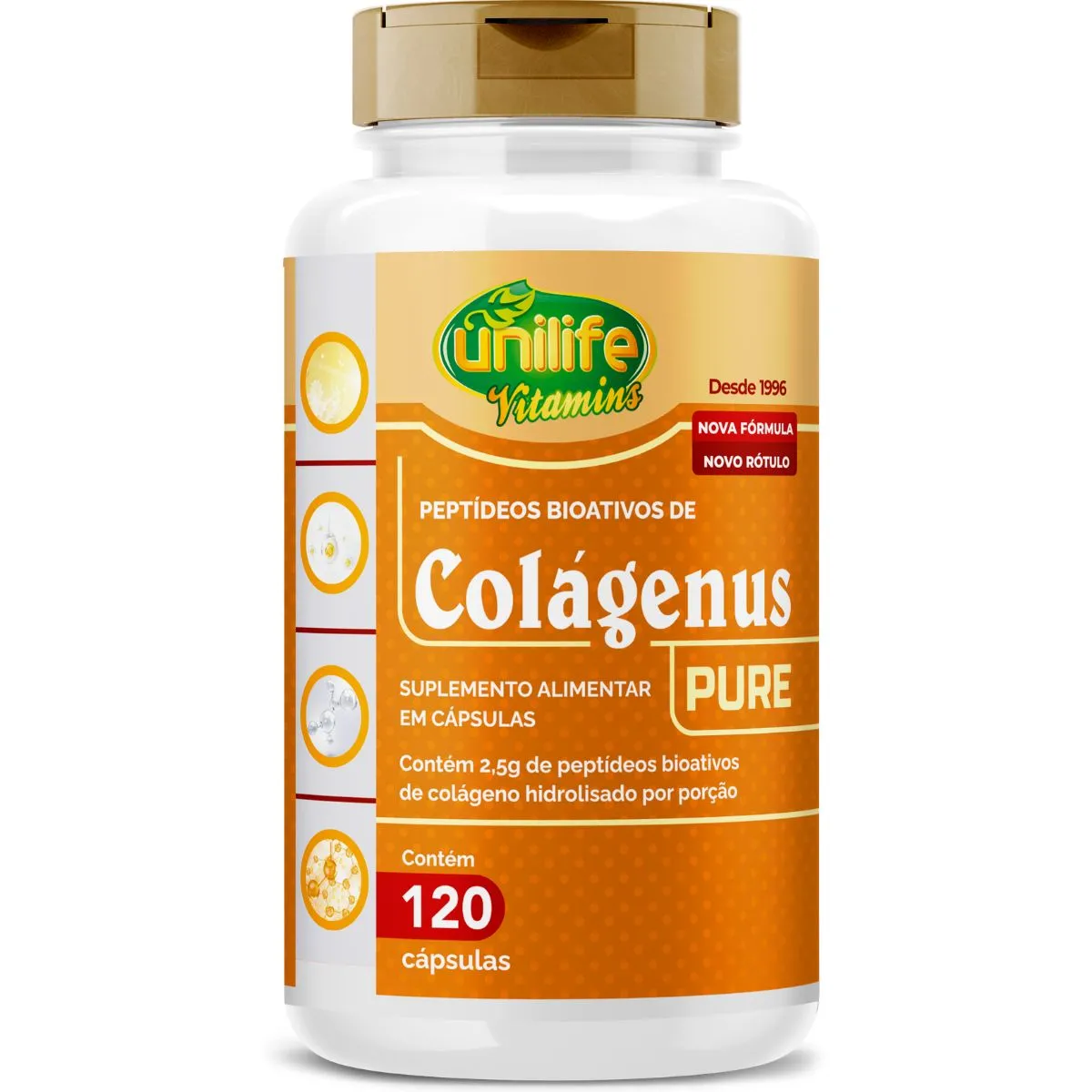 Colágeno Hidrolisado Colágenus Pure 120 Cápsulas - Unilife