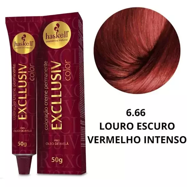 Coloração Excllusiv Color 6.66 Louro Escuro Vermelho Intenso - Haskell