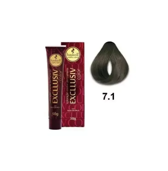 Coloração Excllusiv Color 7.1 Louro Médio Acinzentado - Haskell