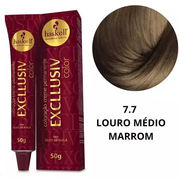 Coloração Excllusiv Color 7.7 Louro Médio Marrom - Haskell