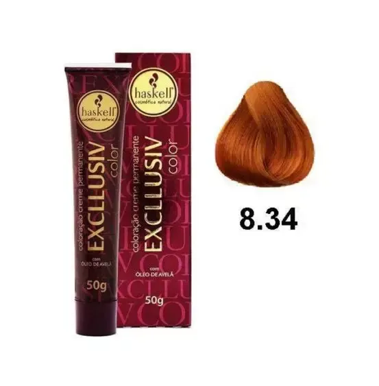 Coloração Excllusiv Color 8.34 Louro Claro Dourado Acobreado - Haskell