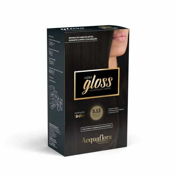 Coloração Permanente Hidra Gloss Castanho Claro Acinzentado Dourado 5.13 - Acquaflora