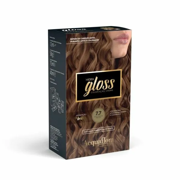 Coloração Permanente Hidra Gloss LoIro Natural Marrom 7.7 - Acquaflora