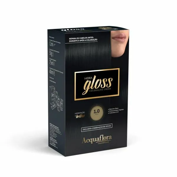 Coloração Permanente Hidra Gloss Preto 1.0 - Acquaflora